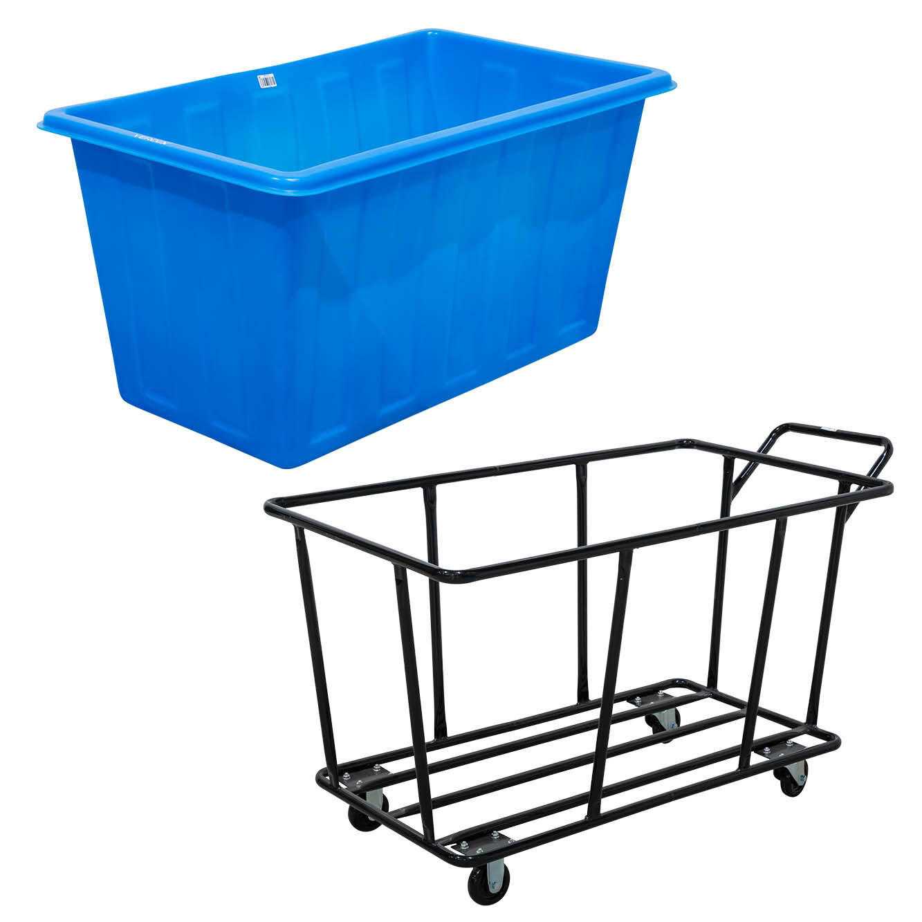 400L Plastic Bin Trolley - Blue (Includes Bin)