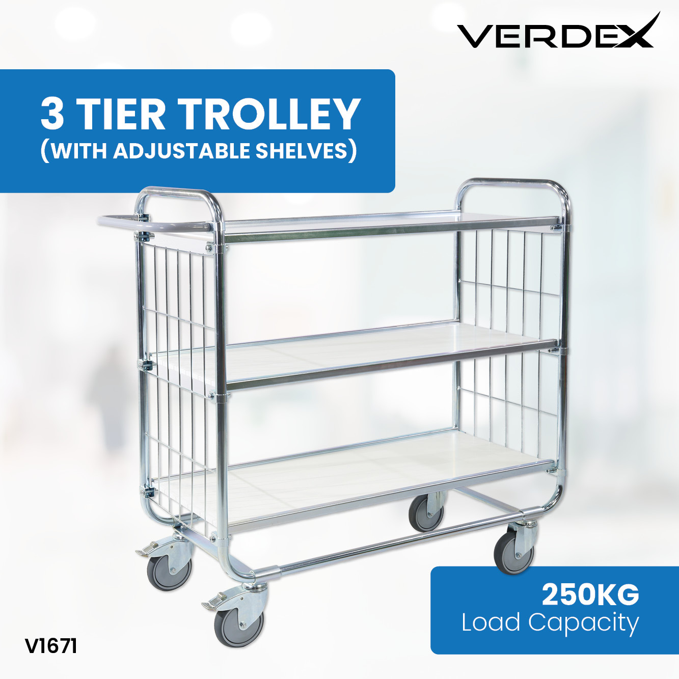 3 Tier Trolley (with Adjustable Shelves)