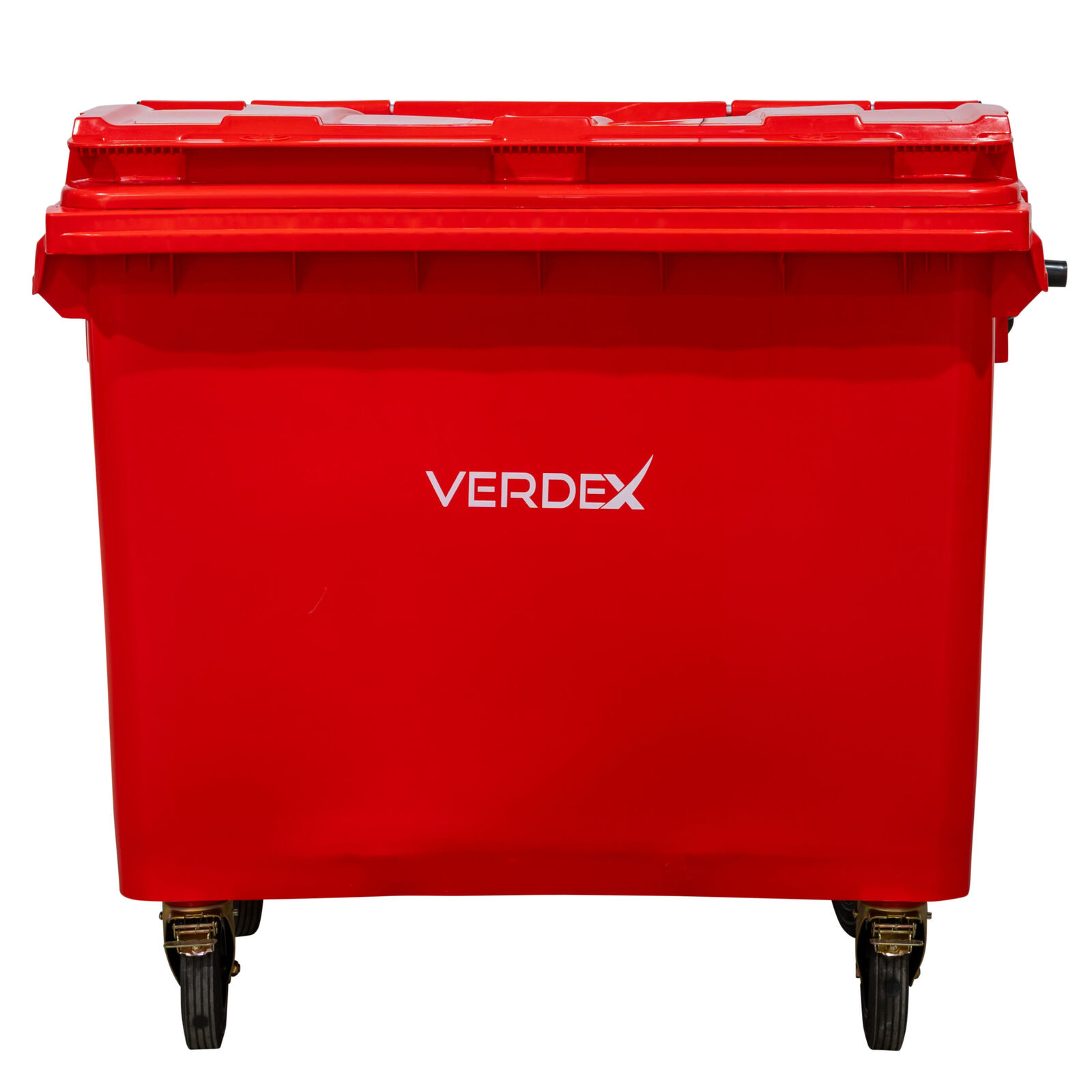 Large Plastic Wheelie Bin  -  Flat Lid 660L (Red)