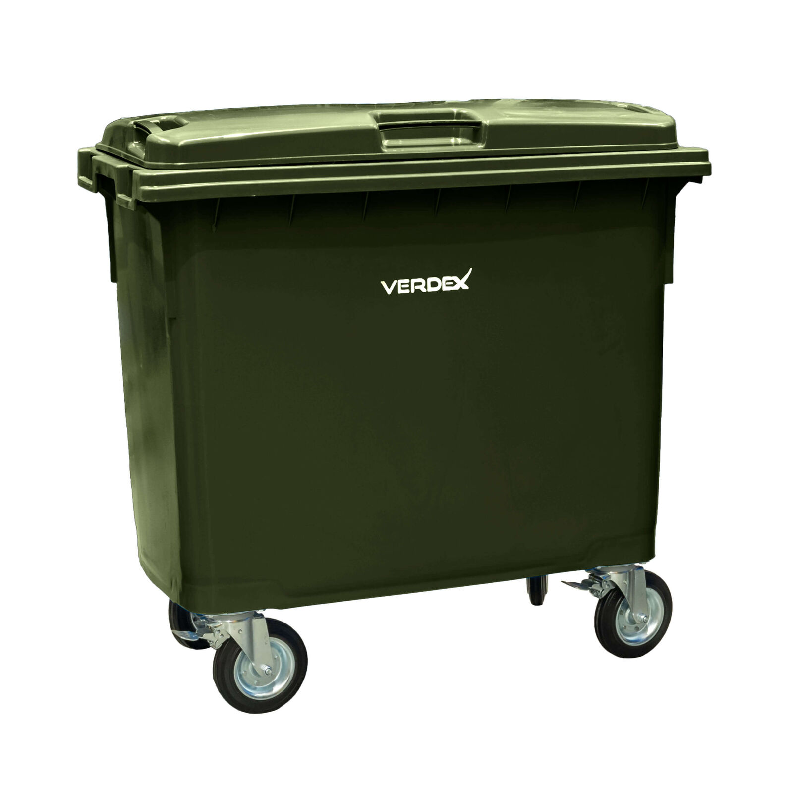 Large Plastic Wheelie Bin  -  Flat Lid 660L (Dark Green)