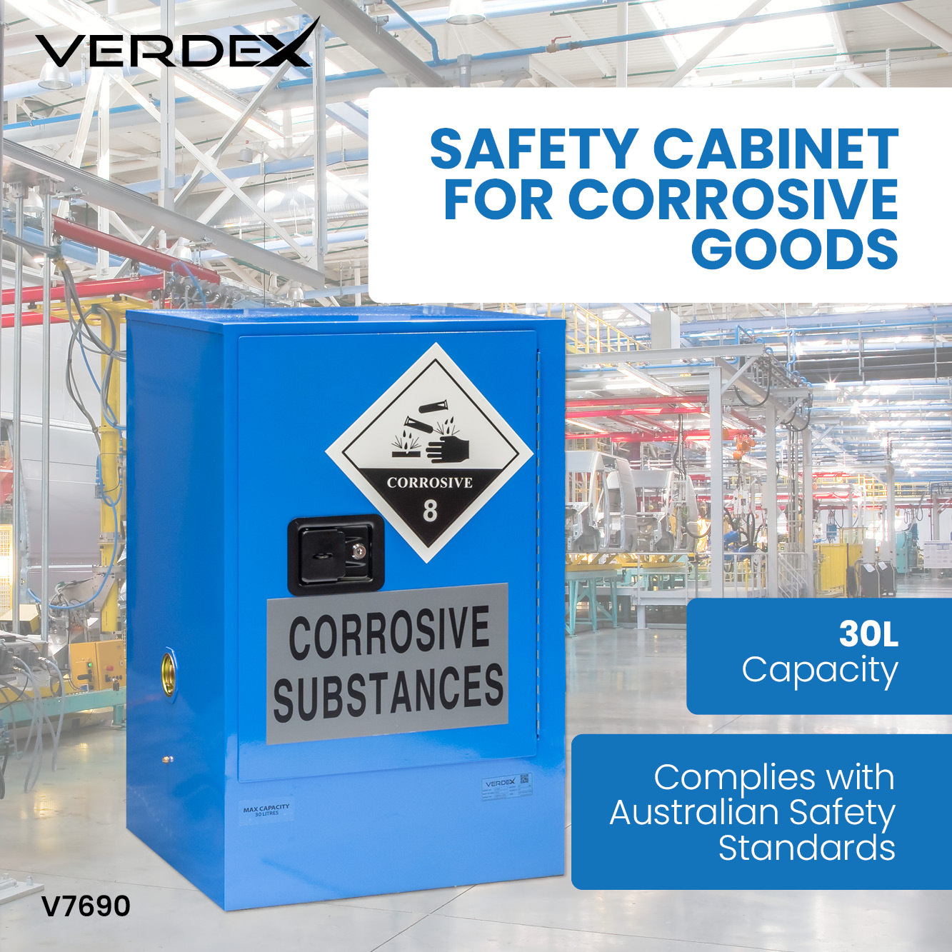 Safety Cabinets For Corrosive Goods- 30L Capacity