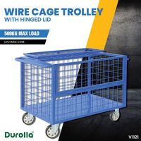 Cage Trolley (with fold down side) - Wire cage with hinged lid