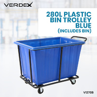 280L Plastic Bin Trolley - Blue 
