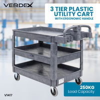 3 Tier Plastic Utility Cart (with Ergonomic Handle)