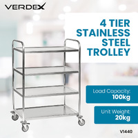4 Tier Stainless Steel Trolley