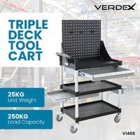 Triple Deck Tool Cart (With Tool Board & Drawer)