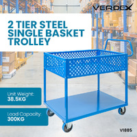 2 Tier Steel Single Basket Trolley