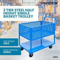 2 Tier Steel Half Height Single Basket Trolley