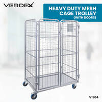 Heavy Duty 3-Sided Mesh Cage Trolley (with Doors)