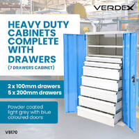 Heavy Duty Industrial Storage Cabinets 7 Drawer Cabinet (2 x 100mm & 5 x 200mm drawers)
