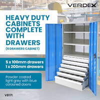 Heavy Duty Industrial Storage Cabinets 6 Drawer Cabinet ( 5 x 100mm & 1 x 200mm drawers)