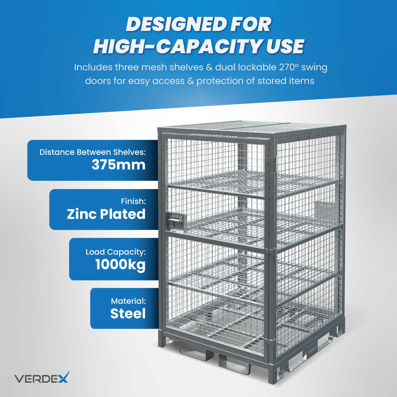 Configurable Full Height Lockable Cage with Shelves