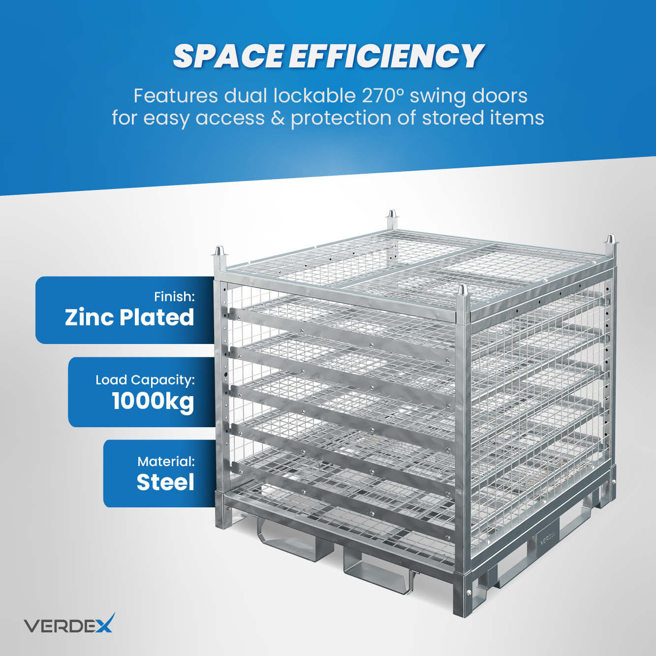 Configurable Standard Height Cage with Shelves and Stacking Roof