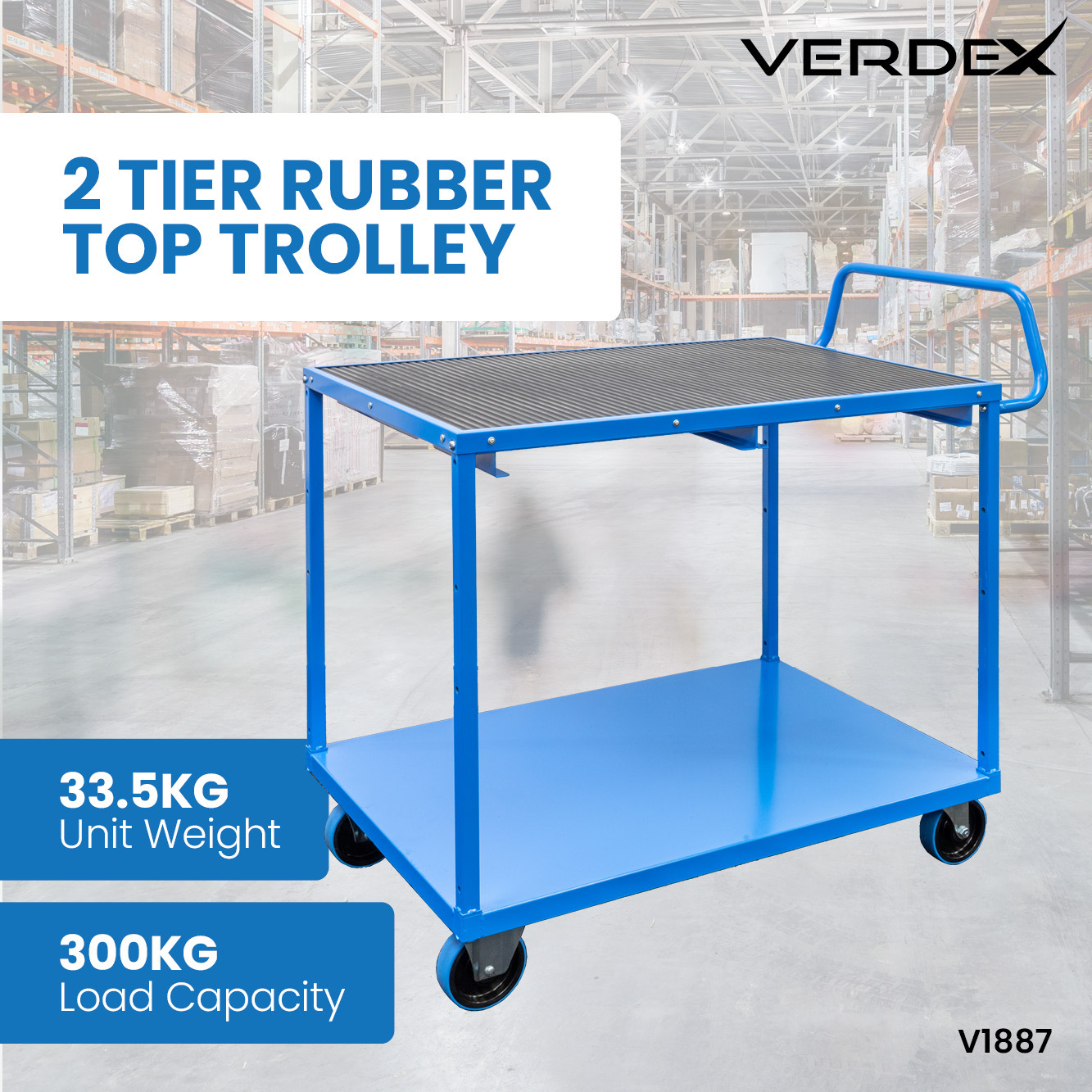 2 Tier Rubber Top Trolley