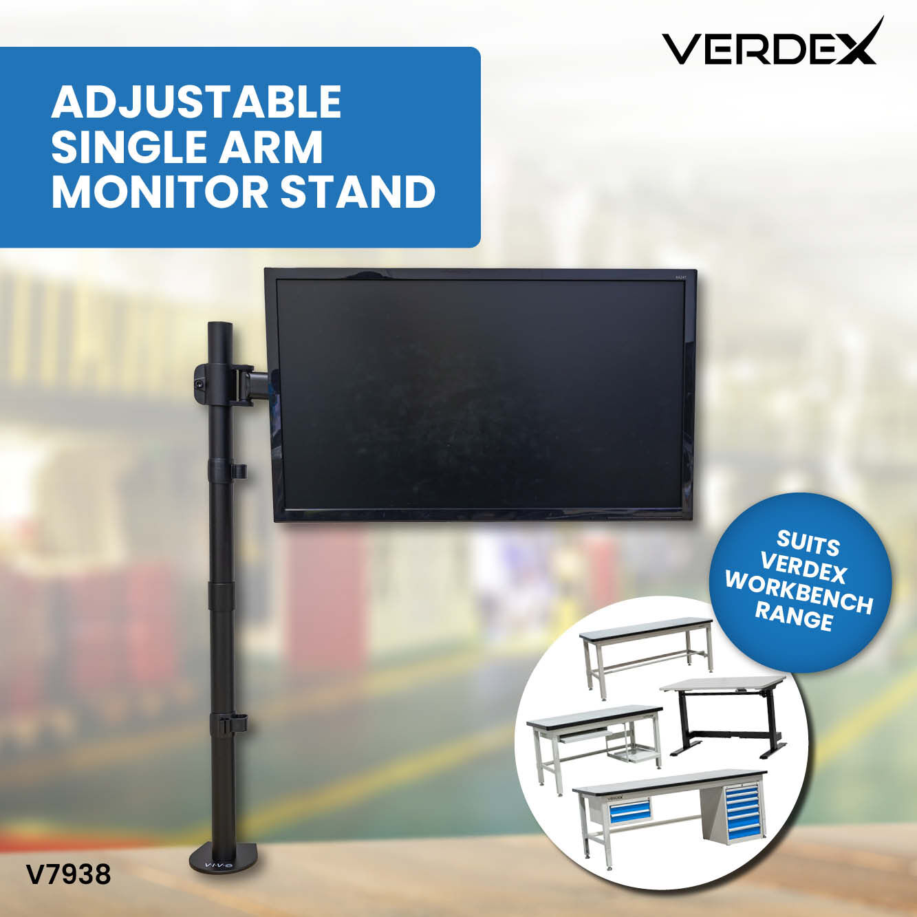 Adjustable Single Arm Monitor Stand
