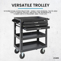 Steel Utility Cart (3 Drawers + 3 Shelves)
