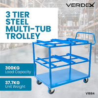 3 Tier Steel Multi-Tub Trolley