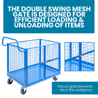 Mesh Cage Trolley with Lockable Double Swing Mesh Door