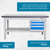 Industrial Work Bench with Lockable 3 Drawer Unit