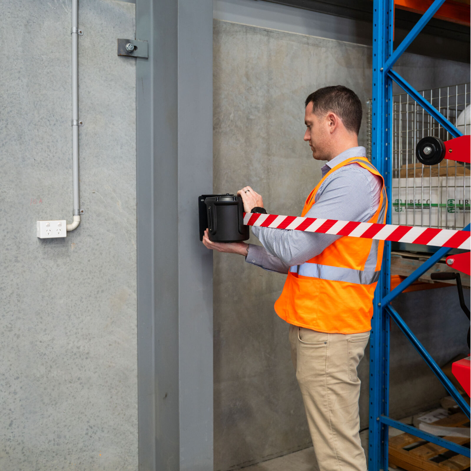 20m Retractable Belt Barrier - Red/White