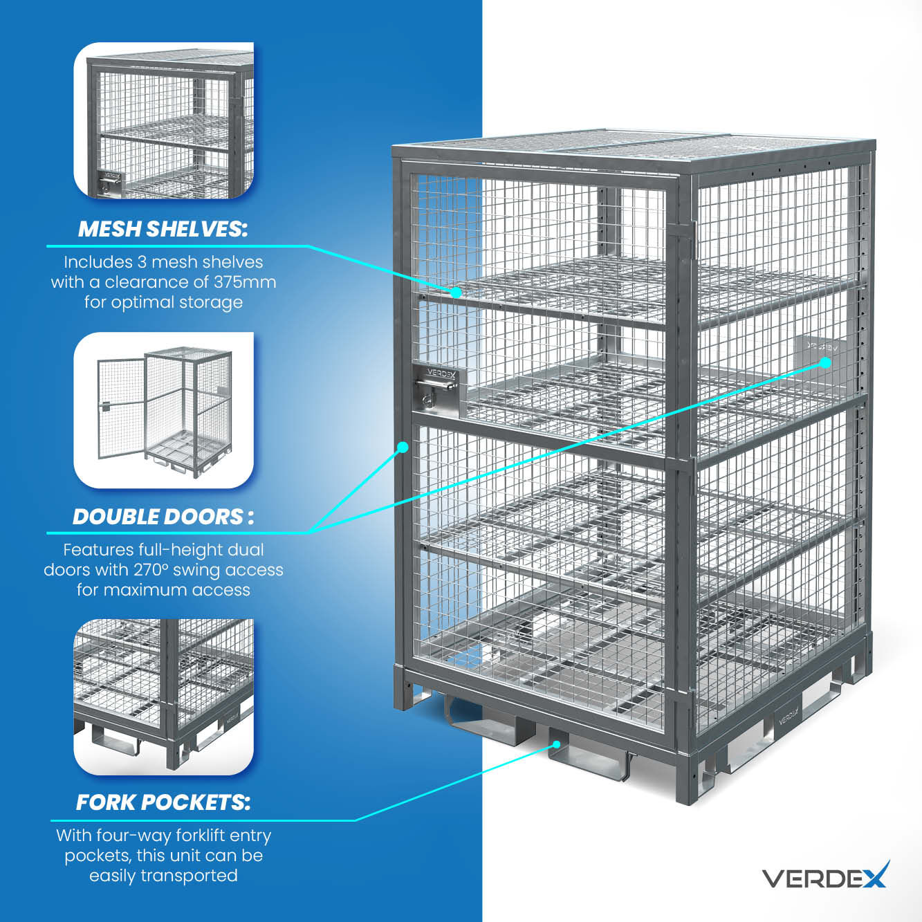 Configurable Full Height Lockable Cage with Shelves