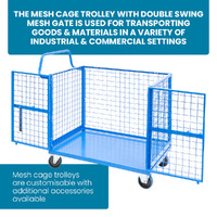 Mesh Cage Trolley with Lockable Double Swing Mesh Door