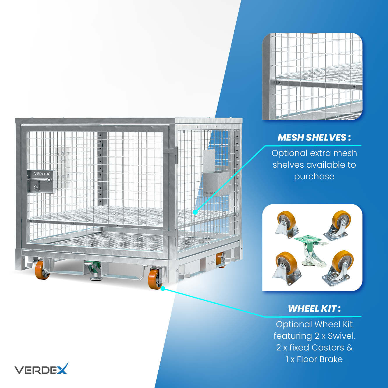 Configurable Standard Height Lockable Cage with Stacking Roof