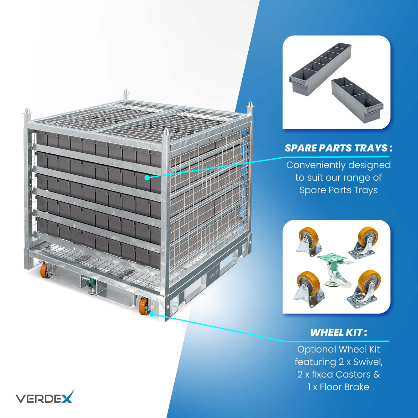 Configurable Standard Height Cage with Shelves and Stacking Roof