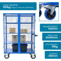 Mesh Cage Trolley (With Steel Shelves)