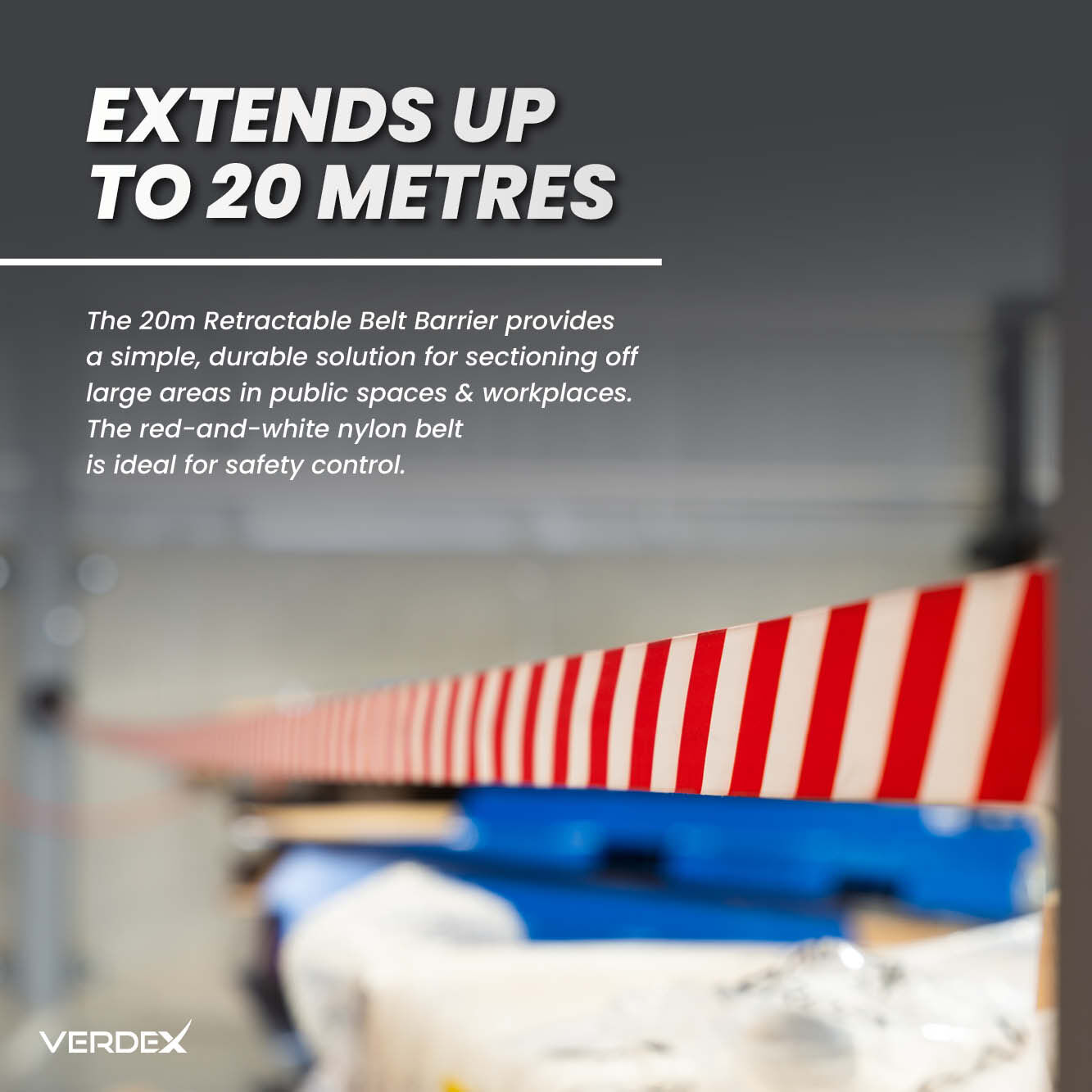 20m Retractable Belt Barrier - Red/White 