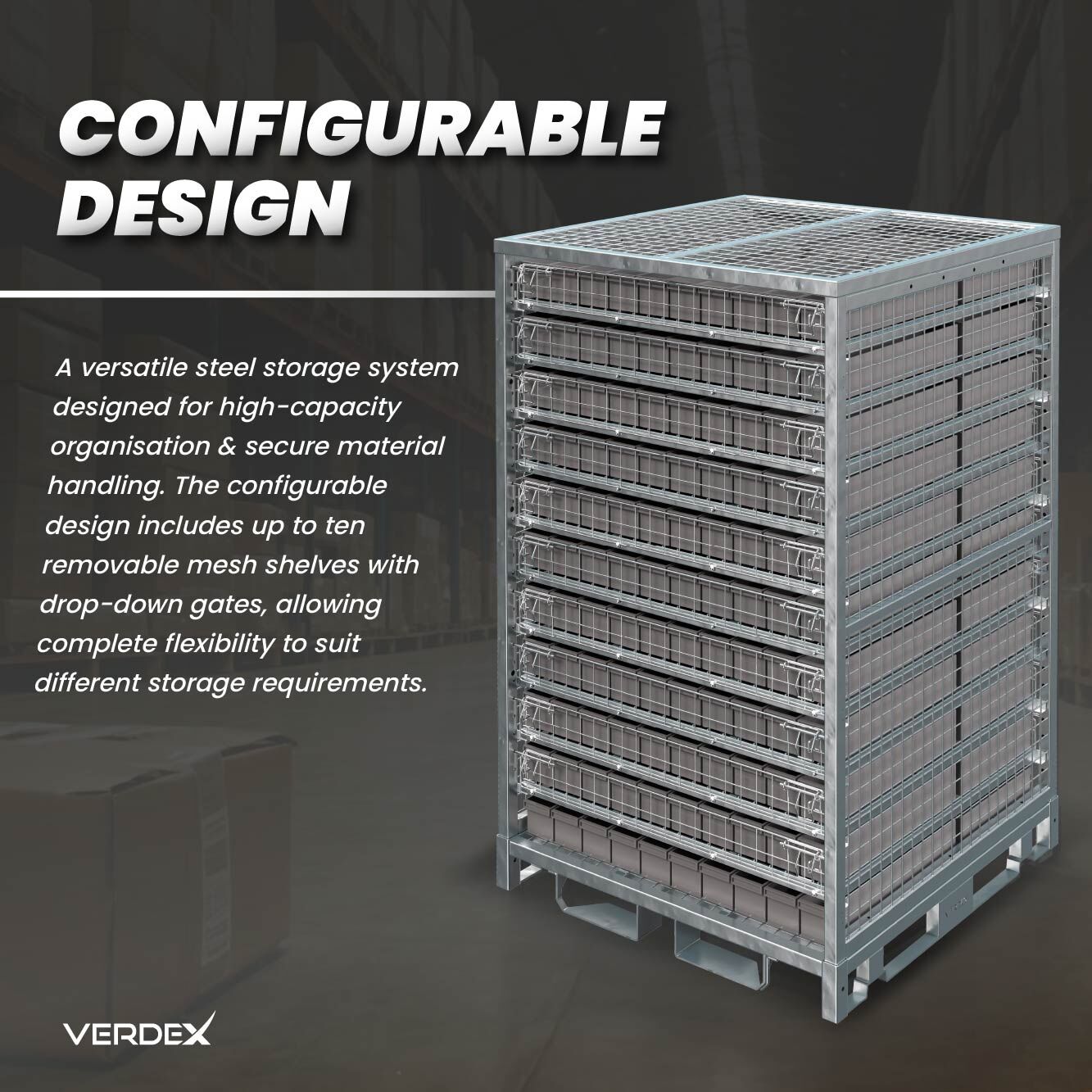 Configurable Full Height Cage with Shelves