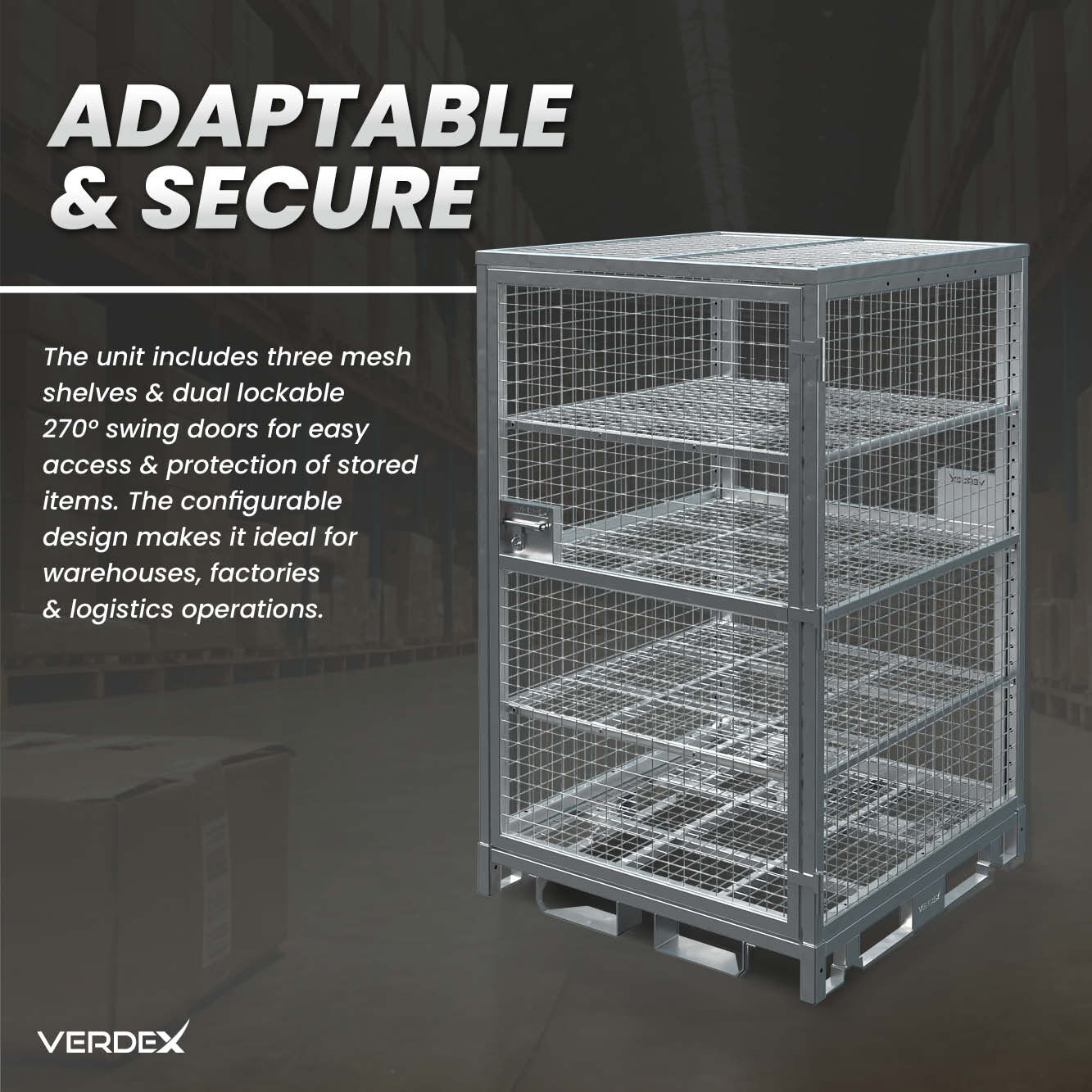 Configurable Full Height Lockable Cage with Shelves