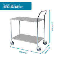 2 Tier Flat Deck Trolley (Stainless Shelves)