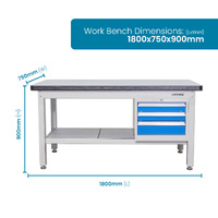 Industrial Work Bench with Lockable 3 Drawer Unit