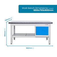 1800mm Industrial Work Bench with Lockable Cupboard