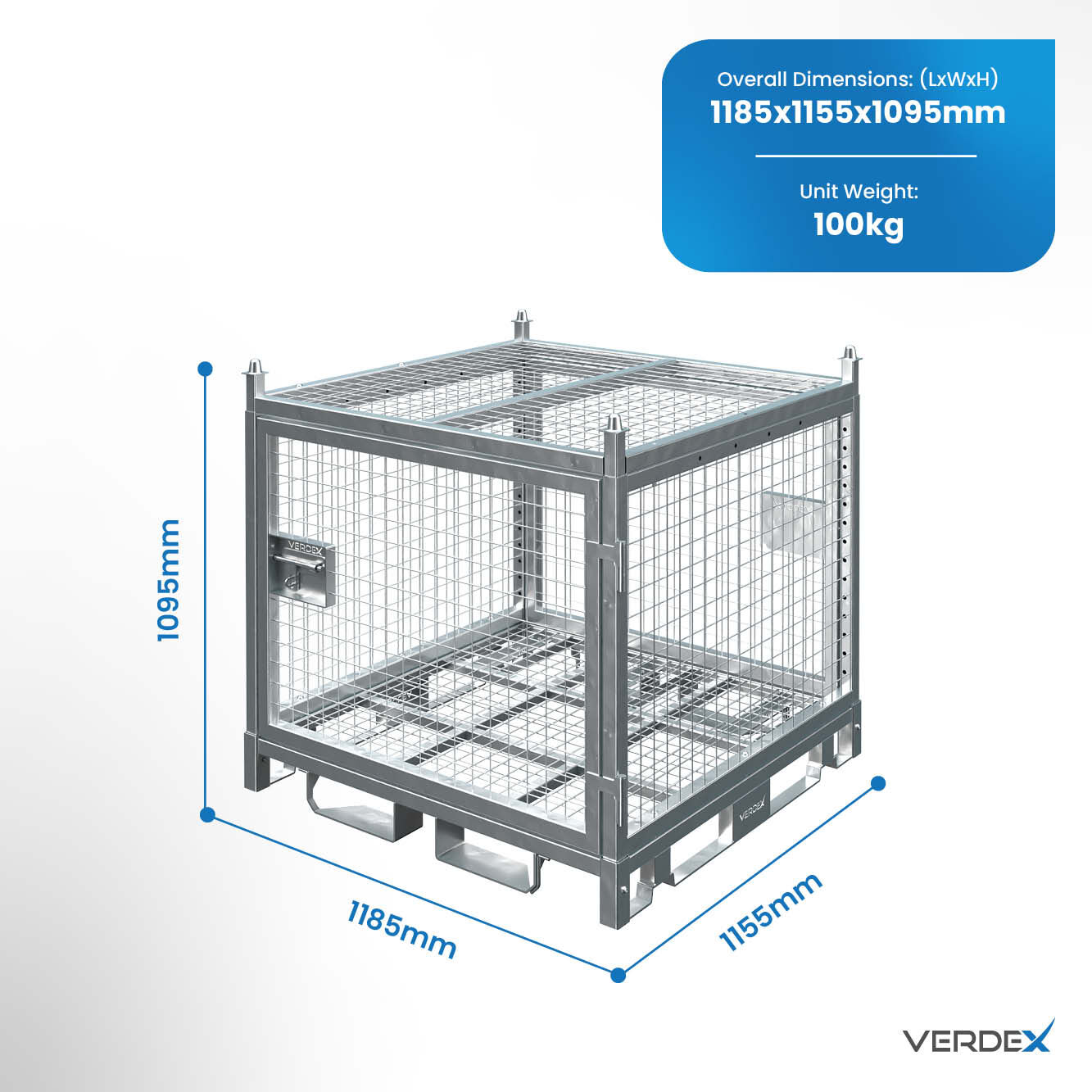 Configurable Standard Height Lockable Cage with Stacking Roof