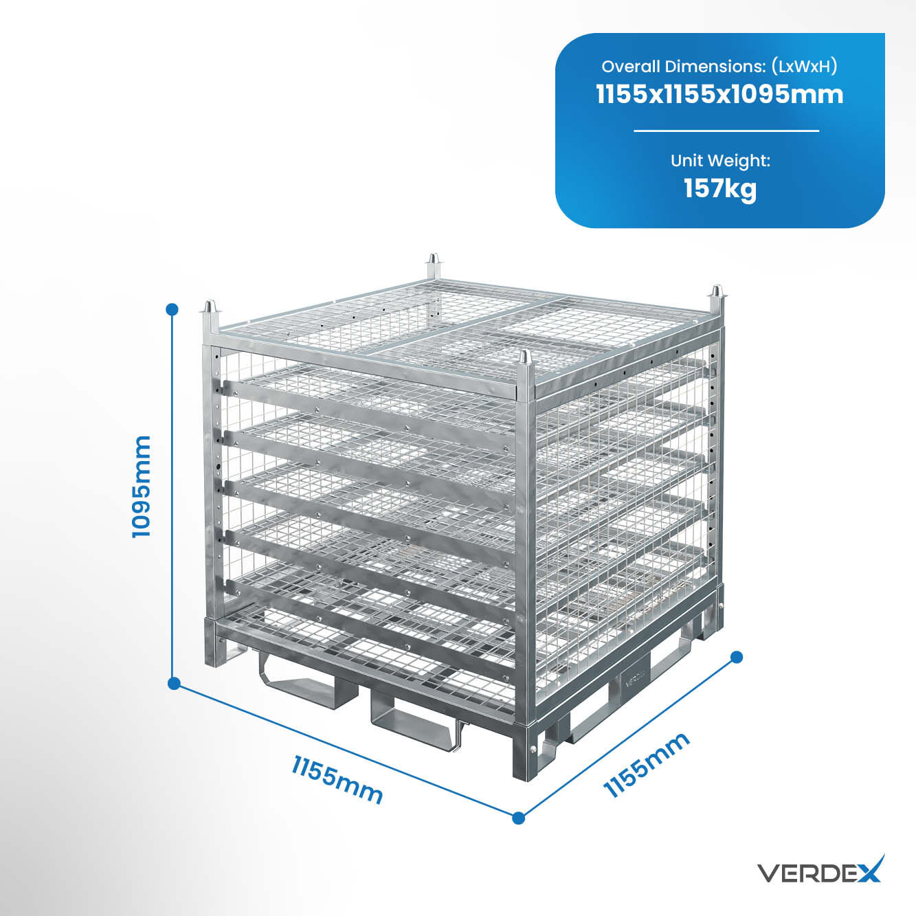 Configurable Standard Height Cage with Shelves and Stacking Roof