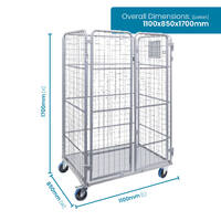 Heavy Duty 3-Sided Mesh Cage Trolley (with Doors)