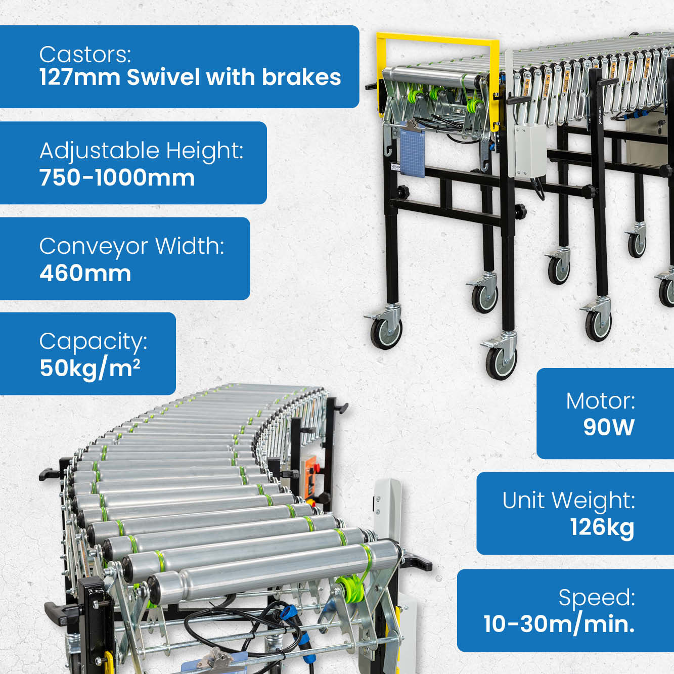 Electric Expandable Conveyors - 460mm (Daisy Chainable)