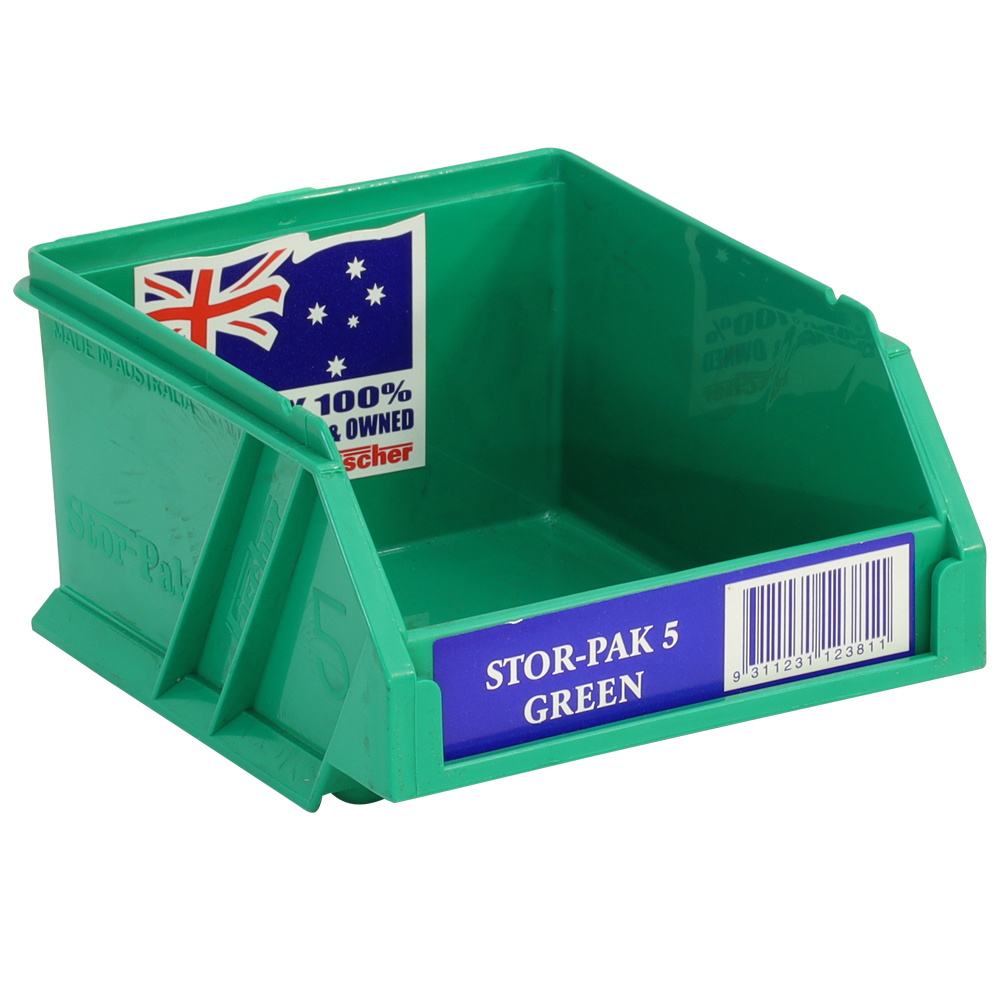Stor-Pak No.  #5 (100x115x60mm) WxDxH 0.5L capacity -GREEN (12 per carton)