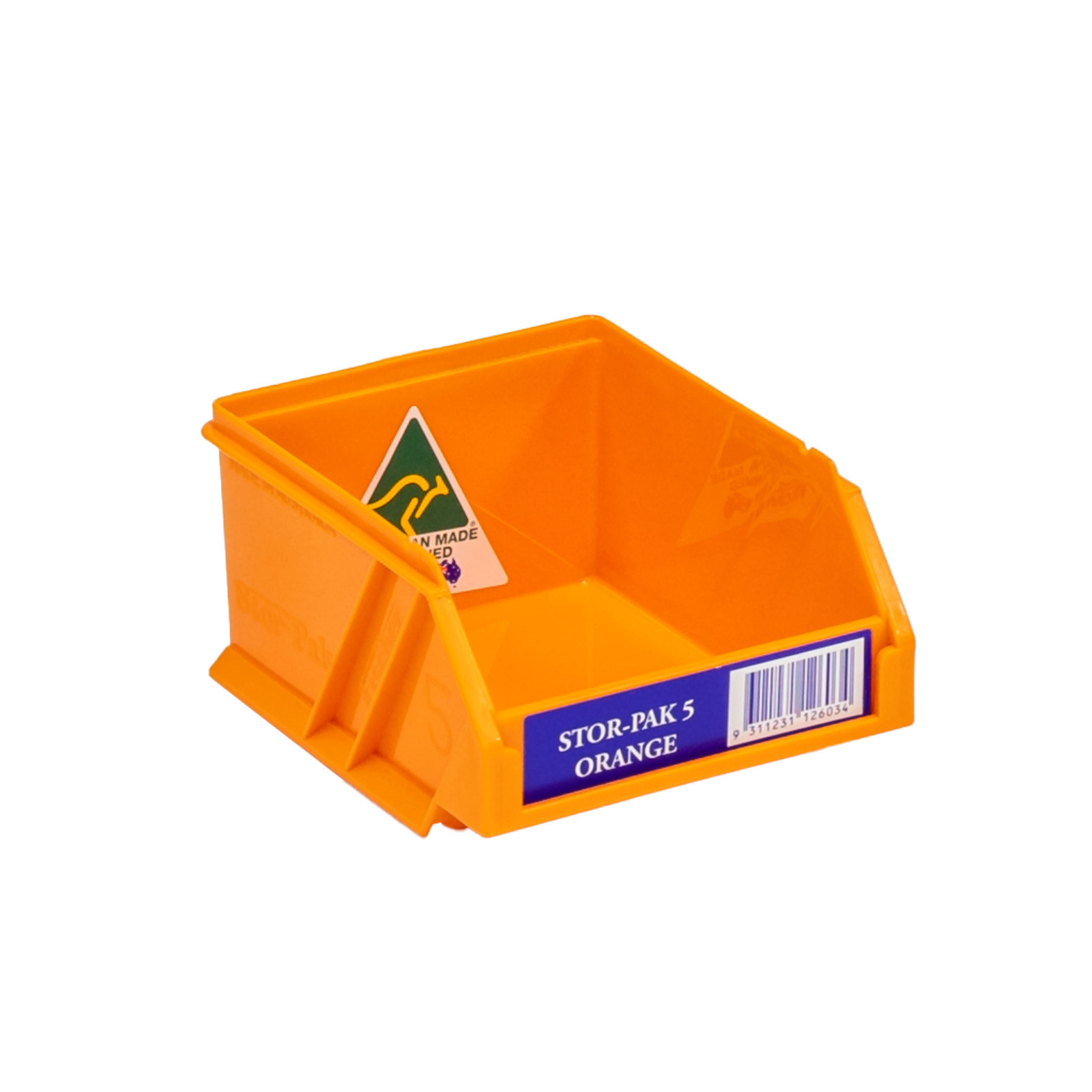 Stor-Pak No.  #5 (100x115x60mm) WxDxH 0.5L capacity - ORANGE (12 per ctn)