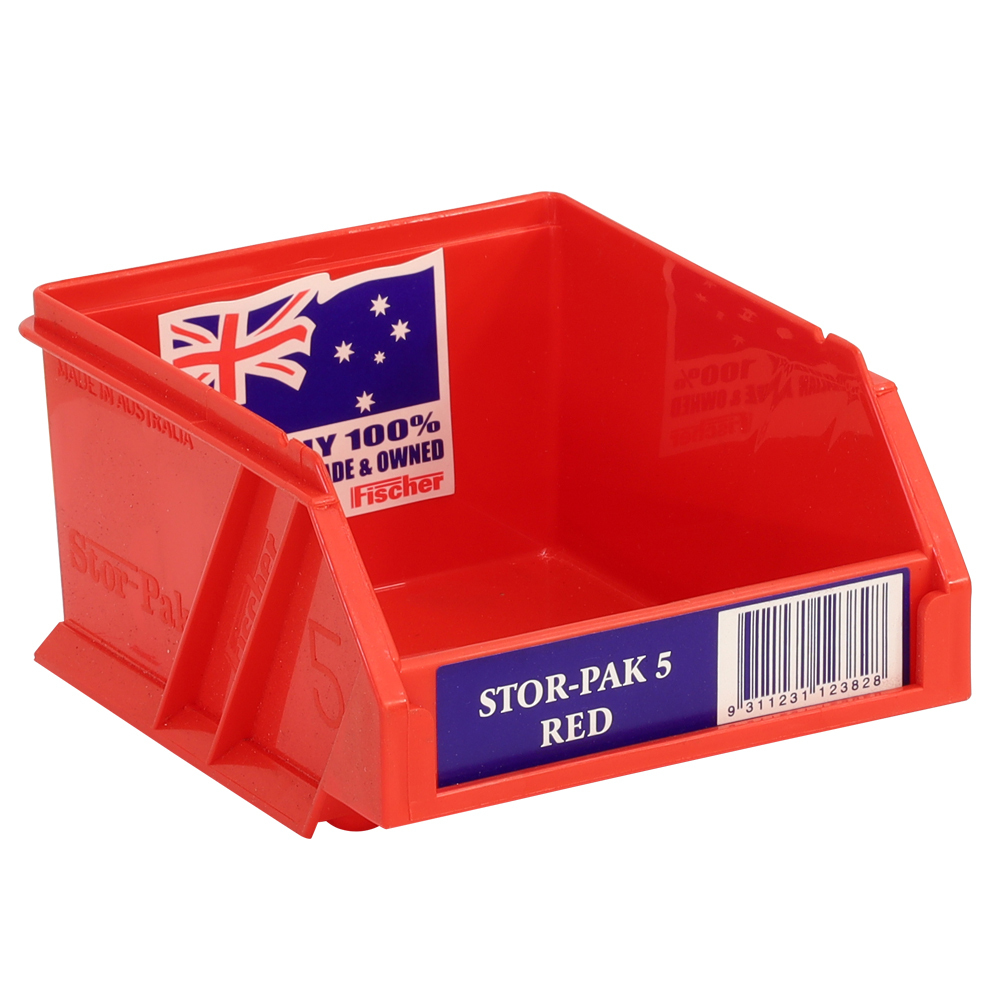 Stor-Pak No.  #5 (100x115x60mm) WxDxH 0.5L capacity -RED (12 per carton)