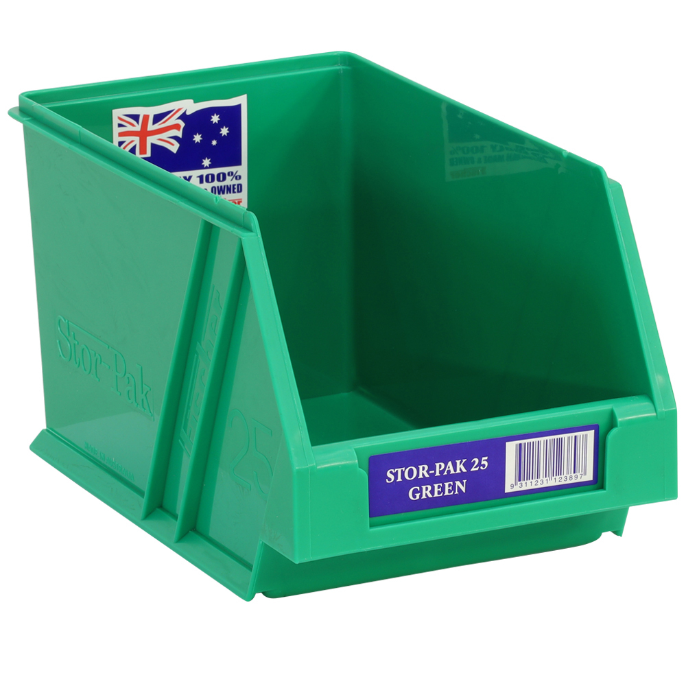 Stor-Pak No. #25 (133x220x125mm) WxDxH 2.5L capacity -GREEN (6 per carton)