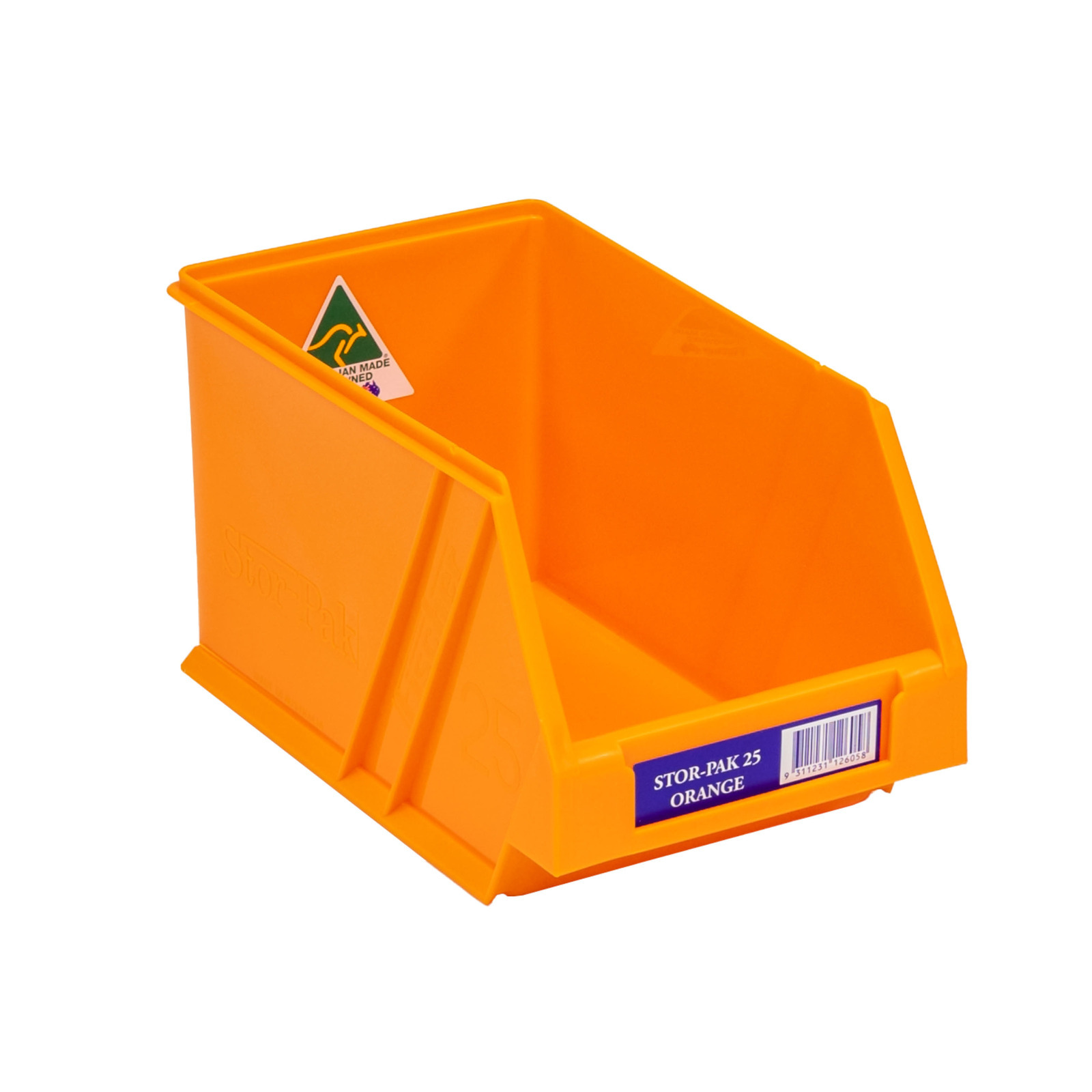 Stor-Pak No. #25 (133x220x125mm) WxDxH 2.5L capacity -ORANGE (6 per carton)