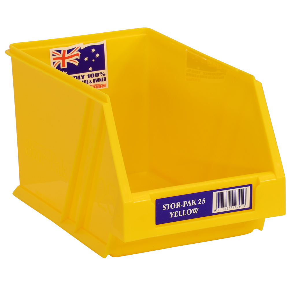 Stor-Pak No. #25 (133x220x125mm) WxDxH 2.5L capacity -YLW (6 per carton)