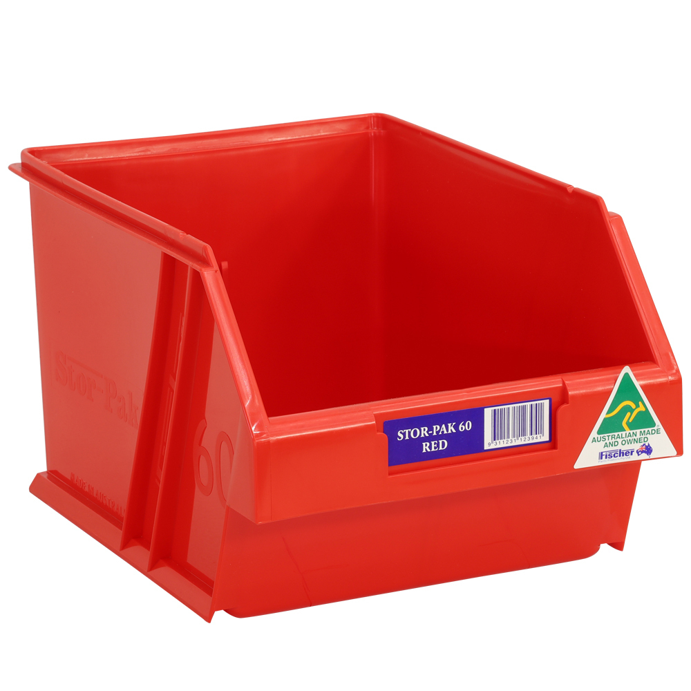 Stor-Pak No. #60 (200x275x165mm) WxDxH 6.0L capacity -RED (6 per carton)