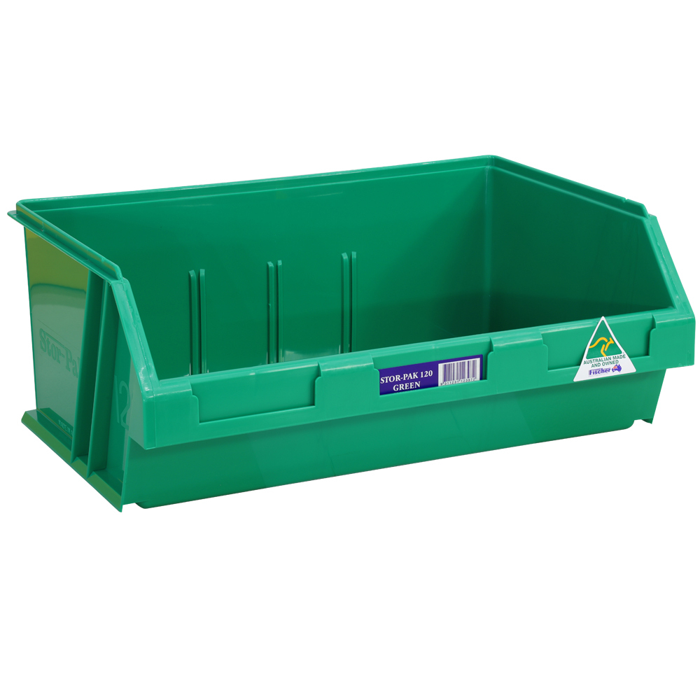 Stor-Pak No.120 (410x275x165mm) WxDxH 12L capacity -GREEN (5 per carton)