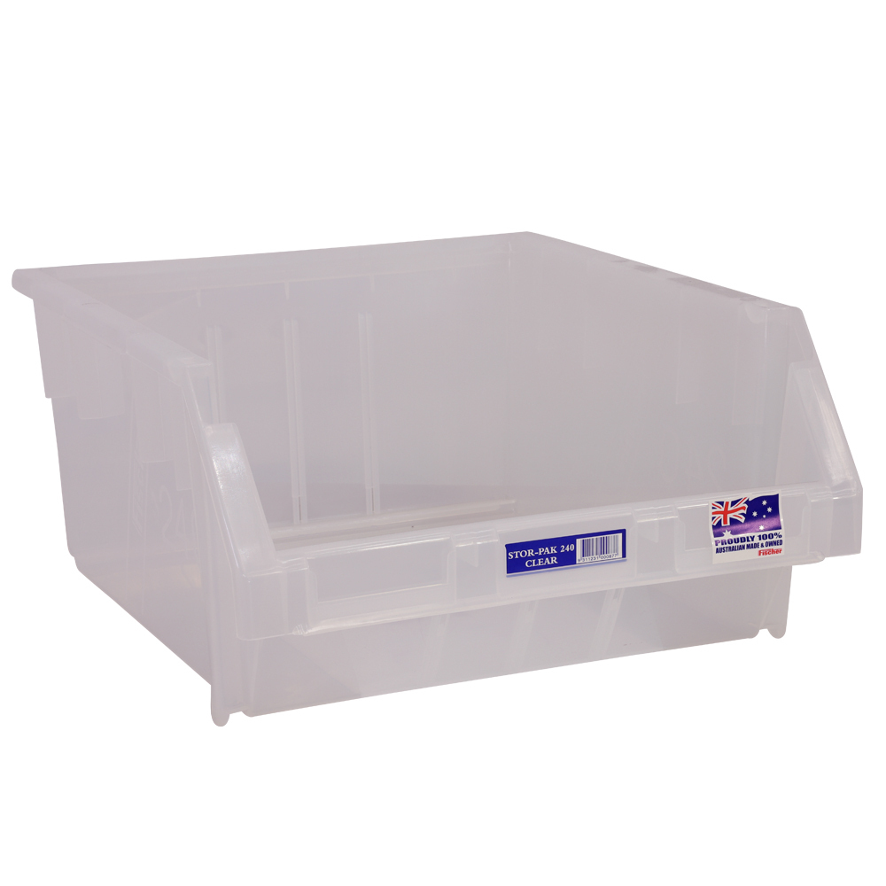 Stor-Pak No.240 (410x440x210mm) WxDxH 24L capacity -CLEAR (4 per carton)