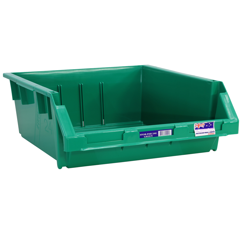 Stor-Pak No.240 (410x440x210mm) WxDxH 24L capacity -GREEN (4 per carton)