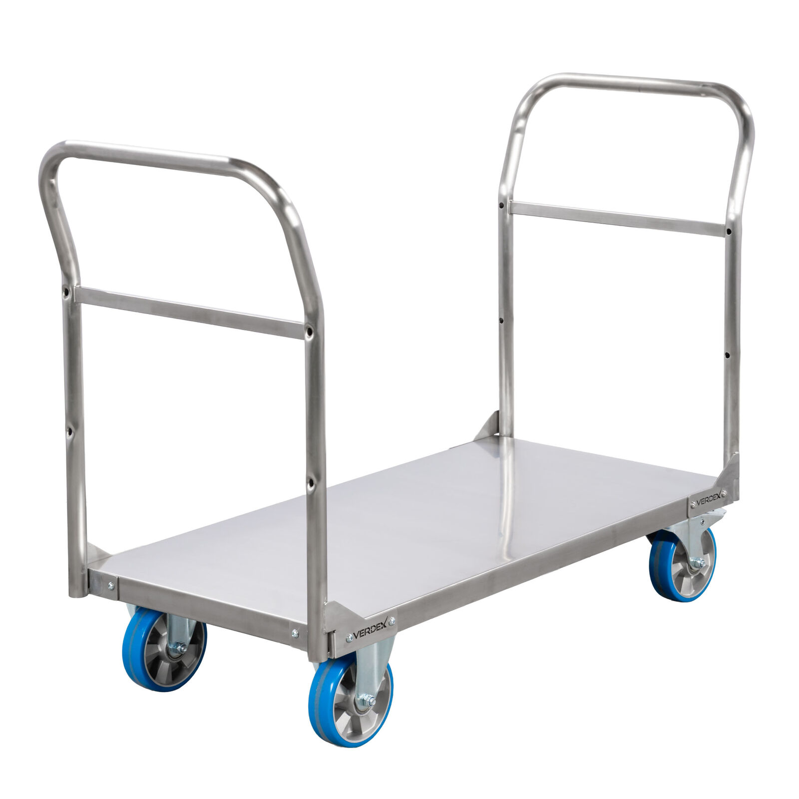 Stainless Steel Double Handle Platform Trolley